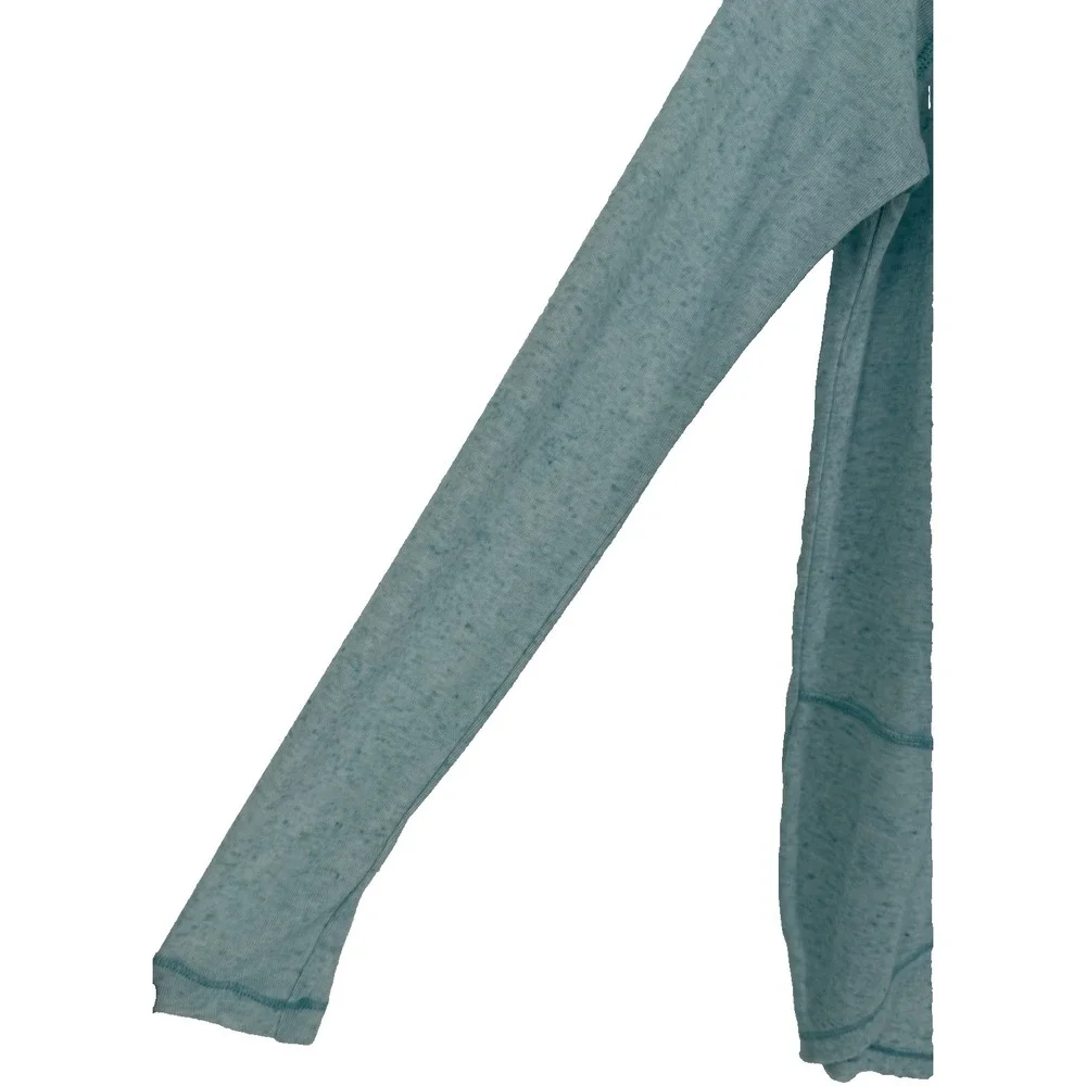 We The Free Turquoise Blue High Low Hem Long Sleeved Top Size S Oversized Sheer - Picture 2 of 8